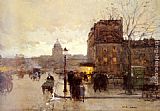 Luigi Loir Canvas Paintings - Boulevard Henri IV - Crepuscule